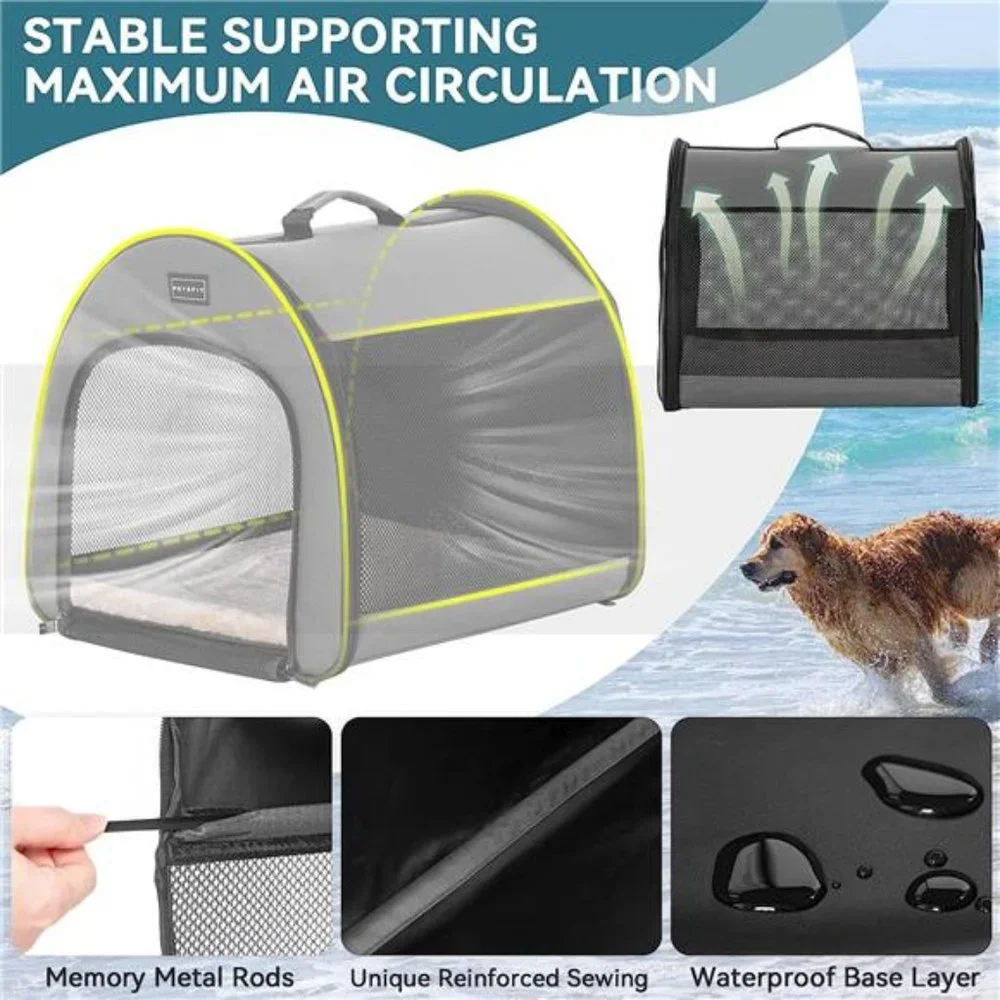 Portable Dog Crate, Arch Design Escape Proof Collapsible Soft Sided, Gray